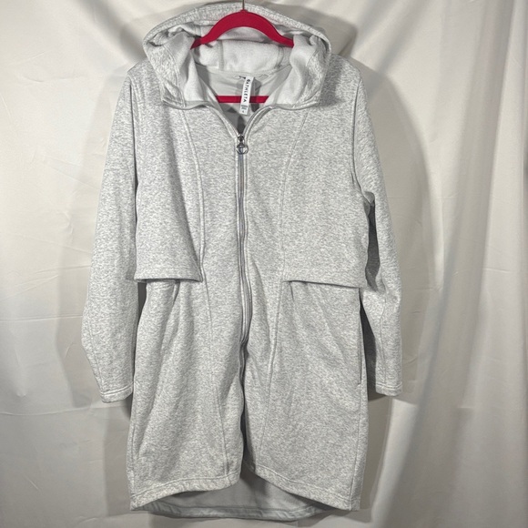 Athleta Light Gray Hooded Zip-Up Jacket SZ L - Picture 4 of 8